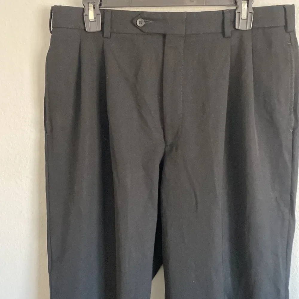 Turn-Up Cuff Trousers Pants Solid Black
